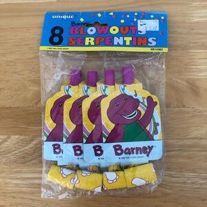 Vintage Barney Birthday party Blowout Serpentins (open pack)